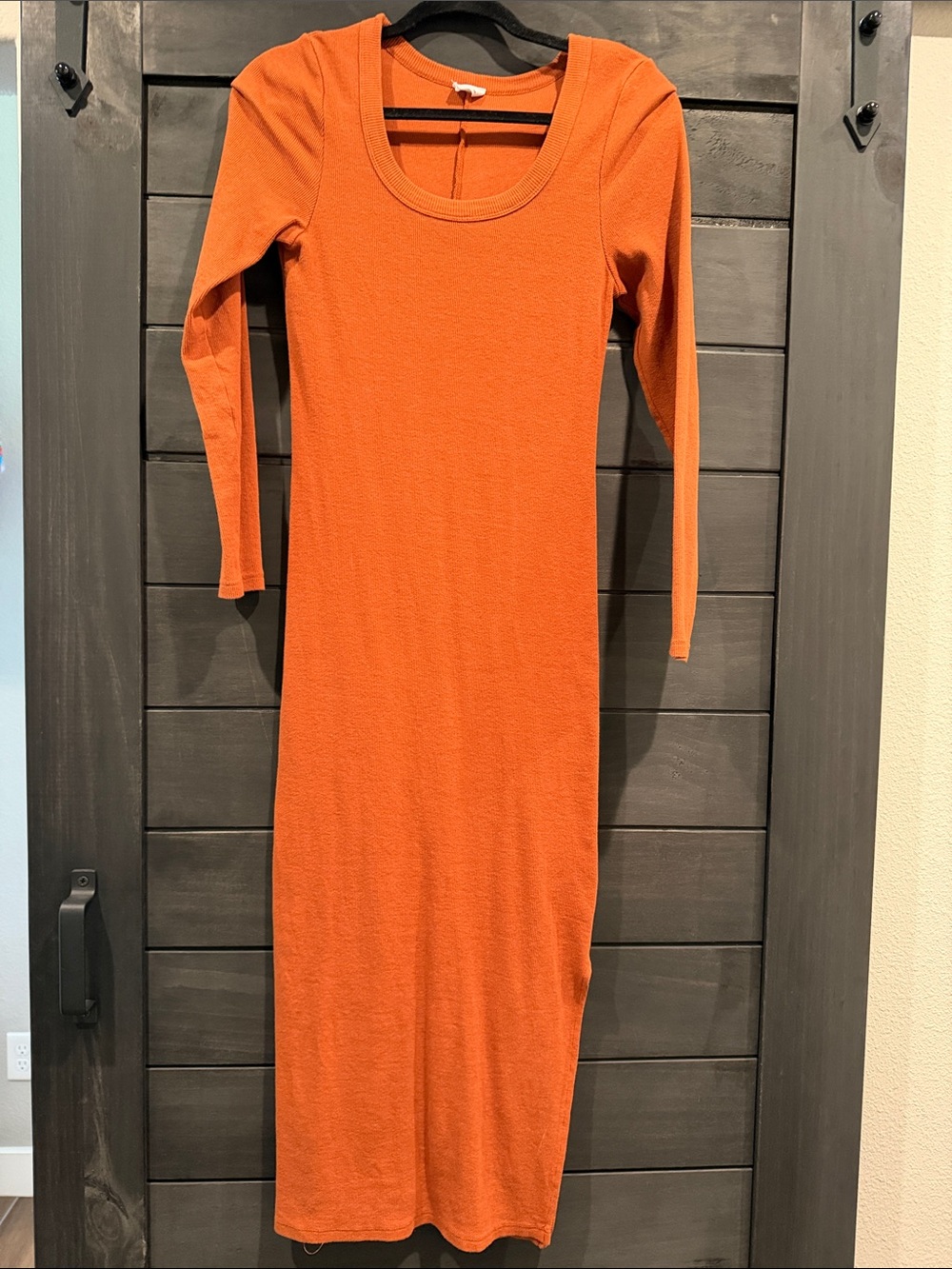 Cotton:On Scoop Neck Long Sleeve Maxi Dress in Burnt Orange